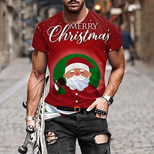 XXBR muške majice Božićni santa Claus Print Soldier Short rukav Tors Funny Xmas Graphic Party Slim Fit Mišićne teže