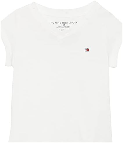 Tommy Hilfiger djevojke kratki rukav jednobojni V-izrez T-Shirt, vezeni Logo & amp; Tagless dizajn,