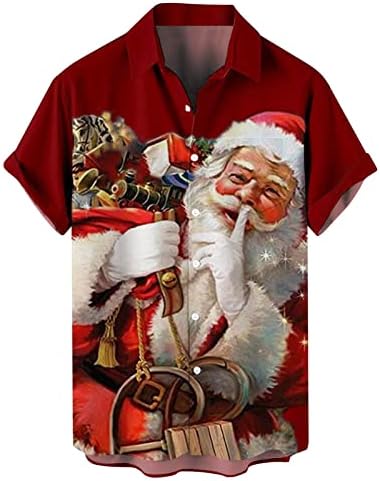 Muška štampana Božić majice kratki rukav dugme down Beach Shirts Shirt for Man Top Men