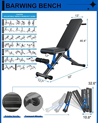 Barwing 10-7-4-3 Težina podesiva vežba | 800 lb Heavy Incline Decline klupa Press za kućnu teretanu stabilniji