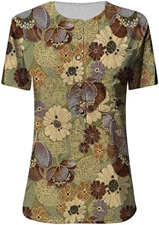 Najpopularnija majica za žene Jesen ljeto kratki rukav s kratkim rukavima CREW Gumb za vrat dolje uz donji salon majica 45 45