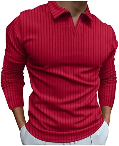Polo majice za muškarce jesenski zimski V-izrez Stripe s dugim rukavima majice