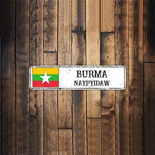 Ulica Burma Flag Personalizirani vaš grad Retro plaketa Metalni znakovi Burme Hometown potpisuje