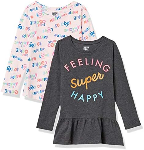 Essentials majice tunike za djevojčice i malu djecu dugih rukava, pakovanje od 2 komada
