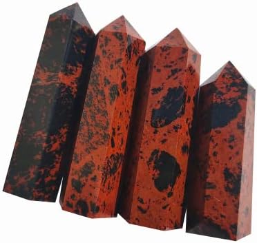 Shuojiao 4pc 0.3lb prirodni redski obsidian kristalni štapić za liječenje energije kamen za liječenje kamena kuća dekor FENG SHUI Crystal Dekoracija kolekcija