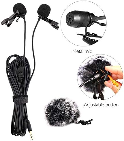 Serounder dvostruko-head lavalier mikrofon, univerzalni omniditerctorski kondenzatorski mikrofoni za Clip-on za DSLR kamere / pametni telefon / snimak intervju / akcijsku kameru / kamere / kamere