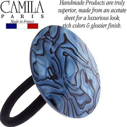 Camila Paris CP2964 francuski držači za rep za kosu kravate, okrugli, ručno rađeni, plavi, ženske