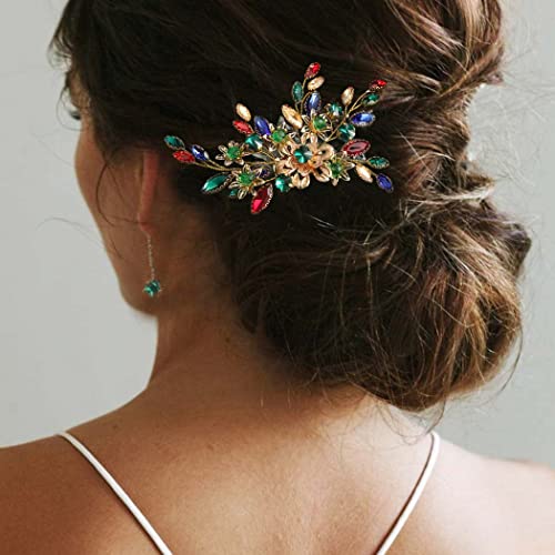 Casdre Baroque Rhinestone češalj za kosu Gold Crystal Vintage Hair Piece Flower Evening Party Hair Accessories for Women and Girls