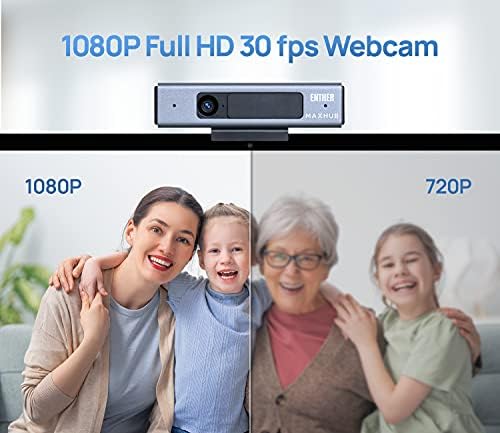 Enther Webcam HD 1080p sa mikrofonom,poslovnom Web kamerom,Laptop Desktop Full HD web kompjuterskom kamerom,Plug and Play,za Zoom/Skype/timove, Video konferencije, nastavu, Streaming i igre