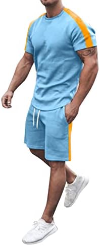 Muškarci Ljetni proljetni i ljetni prugasti kvadrati trenerke 2 komada odjeća za kratke rukave i kratke hlače lažne odijele muškarci