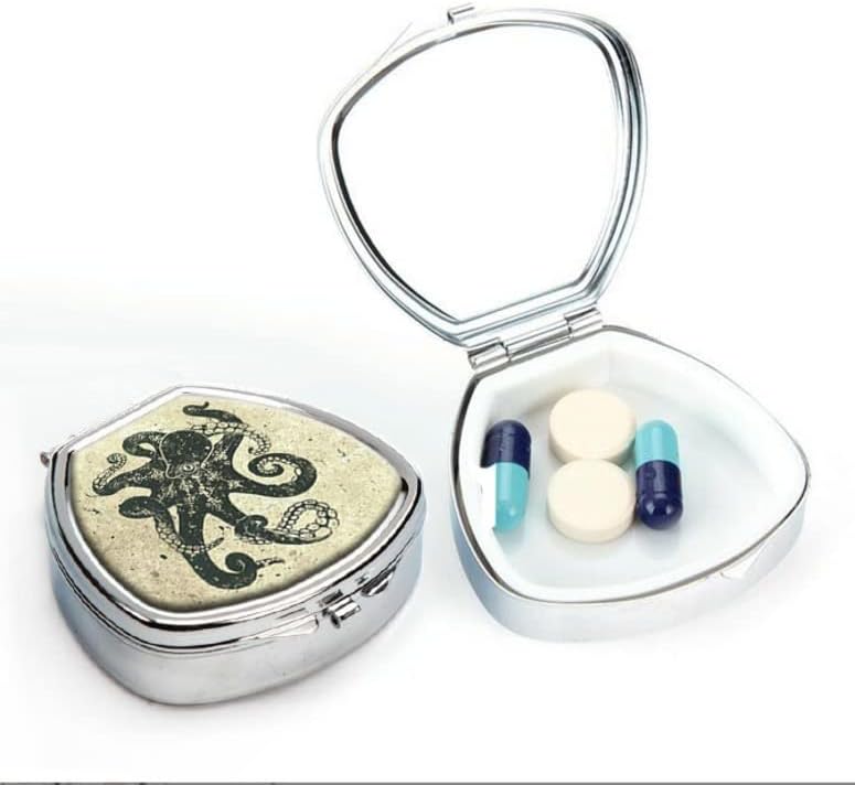Prilagođena Nautička Steampunk Hobotnica Vintage Kraken Crtanje Dekorativna Kutija Za Pilule U Sektoru Sliver Kutija Za Lijekove Držač Za Pilule Tablet Poklon