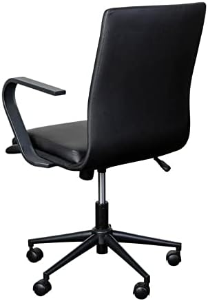 Flash namještaj James dizajnerska stolica za izvršnu kancelariju srednjeg naslona - Crna presvlaka od kože-crna baza i ruke-okretno sjedište podesivo po visini za 360°