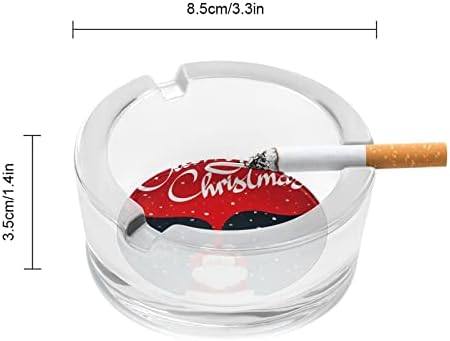 Sretan božićni stakleni pepeo za cigarete i cigare Okrugli nosač ladice za pepeo za poklon za ukrašavanje stola
