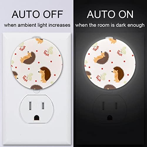 2 paketa Plug-in Nightlight LED Night Light jež životinja sa senzorom sumraka do zore za dečiju sobu, rasadnik, kuhinju, hodnik