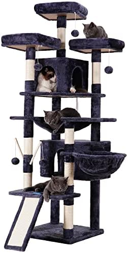 Hej-Brother Cat Tree, 71 inča XL veliki mačji toranj za mačke u zatvorenom prostoru, kuća za mačke na više nivoa sa 3 podstavljena smuđa, velika grebalica, udobna korpa, 2 stana za mačke i stubovi za grebanje, dimno siva MPJ034G