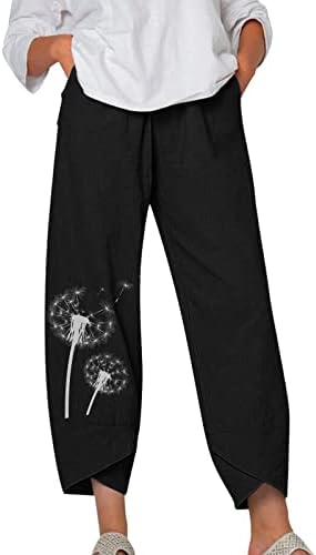 ETHKIA ošišane pantalone širokih nogu visokog struka letnje platnene pantalone sa džepovima trening helanke