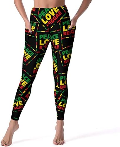 Peace Love Reggae ženske pantalone za jogu tajice visokog struka sa džepovima tajice za vježbanje u teretani