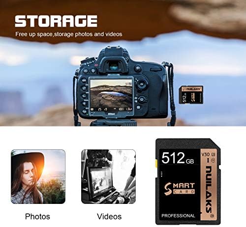 SD kartica 512GB memorijska kartica Flash memorijska kartica klase 10 High Speed Security digitalna memorijska kartica za Vloggers, filmaši, fotografi & sadržaj kustosi（512GB