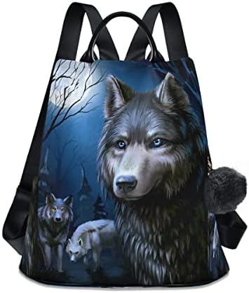 ALAZA Animal Wolf Moon ženski ruksak protiv krađe natrag paket ramena modna torba torbica
