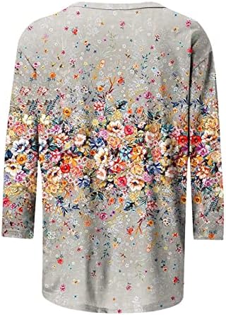 Sretan Uskršnji poklon Casual Top za dame 3/4 rukav Crewneck Spandex bluza sa cvjetnim printom majice