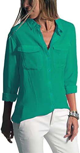 Andongnywell Ženske Košulje Sa Dugim Rukavima Na Dugmad Jednostavne Pulover Rastezljive Formalne Casual Košulje Bluze