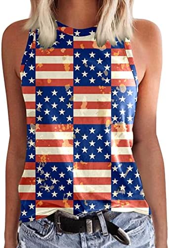 4. jula vrhovi tenka za žene vježbanje vježbi Patriotske američke majice za zastavu majice O-izrez casual