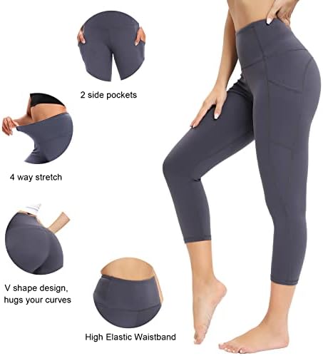 Ronlimo visoke strukske tamke za žene za žene vježbanje sportskih hlača sa džepovima