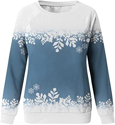 Nokmopo Womens Fall Fashion 2022 Dukseri Ženski pulover Top Snowman Print Casual Sports 3D Print Active Streetwear bluza