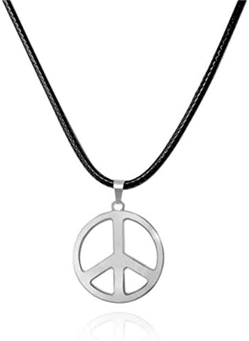 Šareni BLING klasični nehrđajući čelik ljubavni simbol mira ogrlica 1960-ih 1970-ih hipi Party