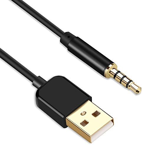 AGPTEK 3.5 mm USB kabl za punjenje, USB kabl za sinhronizaciju podataka, kompatibilan sa Plivačkim MP3 plejerom, iPod Shuffle, slušalicama, zvučnicima, diktafonom i svim drugim uređajima sa priključkom od 3.5 mm, Crni