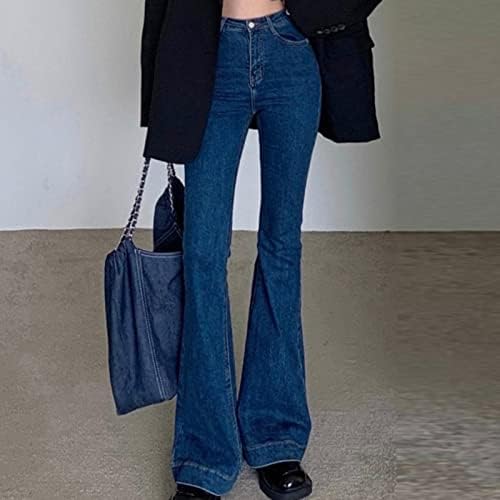 Žene na hlačama visoka ženska vintage bljeskalice za jeans hlače zvona na dnu visokog struka