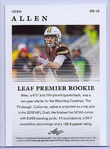 Leaf Josh Allen 2018 Premier Rookie Card # 10! Wyoming / Buffalo računi!