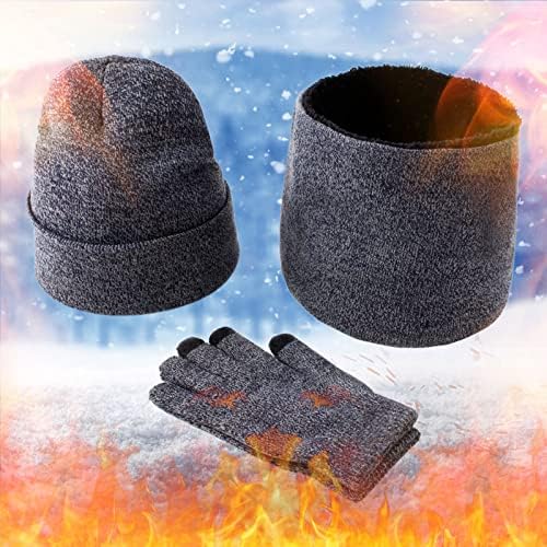 KEUSN muškarci žene zimski šeširi jesen zima topla vunena kapa šal rukavice tri komada zimski snijeg pletene kape rukavice za šalove