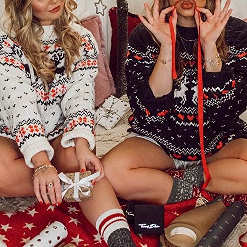 Amegoya ženski smiješni ružni božićni pleteni džemperi Crewneck Slatka pulover džemper za