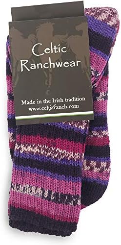 Fair Isle Irske vunene čarape za žene, šarene čarape vune posade, izrađene u Irskoj