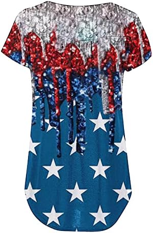 4. srpnja SAD TUNIKA za zastavu za žene Sakrij majice Thummy Thirts Summer Casual Holiday Short rukav up V bluze iz vrata