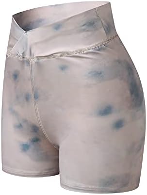Ženski V Cross struk Bikerske kratke hlače Tummy Control Compression v Crossover Buttery Soft Tie Dye Opaque