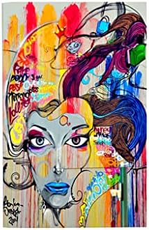 CZDYUF Jednobojni grafiti Žene Sprej slikarke Sofa pozadina Zidna ukrasna slika Dom Viseća slika