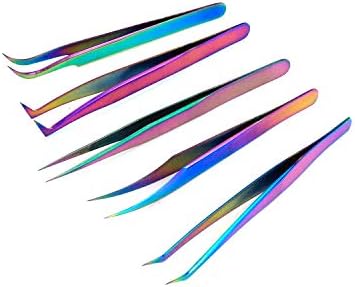 Koshar trepavice Proširenje pinceta za trepavice od nehrđajućeg čelika Alat za eyelash Alat Professional Pinces set za trepavice, gradijentna boja