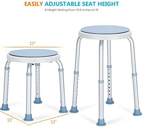 Oasisspace rotirajuća tuš stolica za 360 stepeni i kompaktna sklopiva hodalica, podesiva stolica za tuširanje