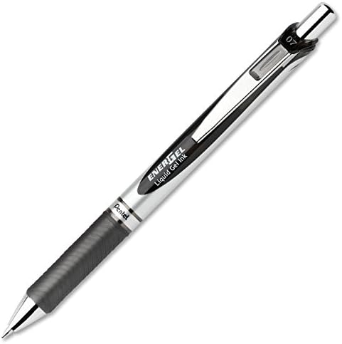 Pentel EnerGel Deluxe RTX Uvlačiva tečna Gel olovka, 0,7 mm metalni vrh, crni Set od 5 komada