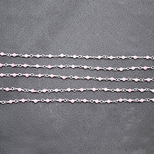 1 Ft lanac od kalcedona ruže Rondelle brojanice, 2-2, 5 mm, lanac od perli sa Posrebrenom žicom