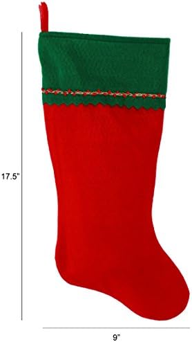 Monogramirani me vezeni početni božićni čarapa, zeleni i crveni filc, početni n
