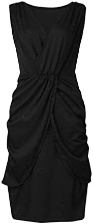 Mzluyin ženska Mini haljina Bodycon V izrez bez rukave haljine seksi jednobojna klupska haljina za noćne zabave