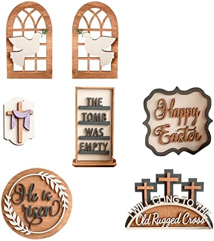 Dugi drveni središnji komad 1 set za uskrsni rezijsko dekor Uskršnji tablica Drveni znakovi ukrasi za usporedni