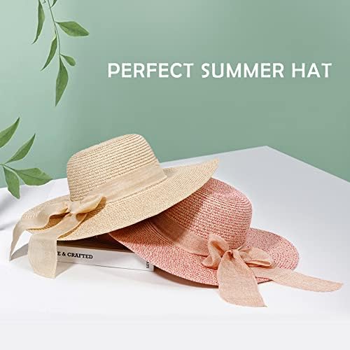 Ženski slamnati šešir za sunčanje na plaži: veliki ženski sklopivi šeširi sa širokim obodom-UPF 50 UV zaštita ljetni Sunhat