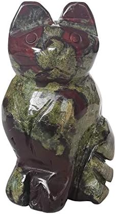 Gemgogo 2 kom su afrički krvni kamen izrezbavio sreće CAT kristali i ljekovito kamenje figurice kolekcionarstvo,