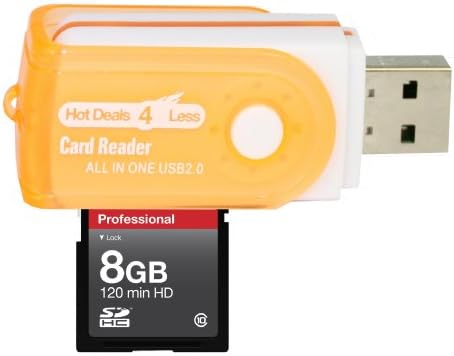 8GB klase 10 SDHC memorijska kartica velike brzine za Panasonic kamkorder VDR-D230 VDR-D310. Savršeno za brzo kontinuirano snimanje i snimanje u HD-u. Dolazi sa Hot Deals 4 manje sve u jednom čitač okretnih USB kartica i.