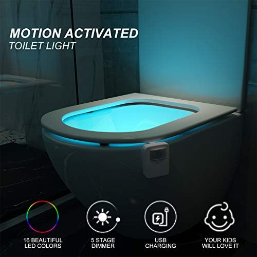 Chunace punjiva WC noćno svjetlo 4 Pack-16-boja senzor pokreta uskoro kupatilo LED posuda lampa