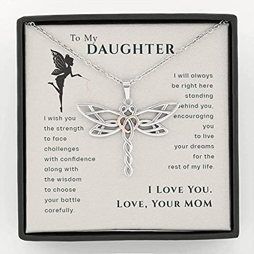 Nakit za poruke, ručno rađena ogrlica - prilagođena mojoj kćeri, živite svoje snove Dragonfly ogrlica | Poklon za kćer iz mame | Rođendan, diplomiranje